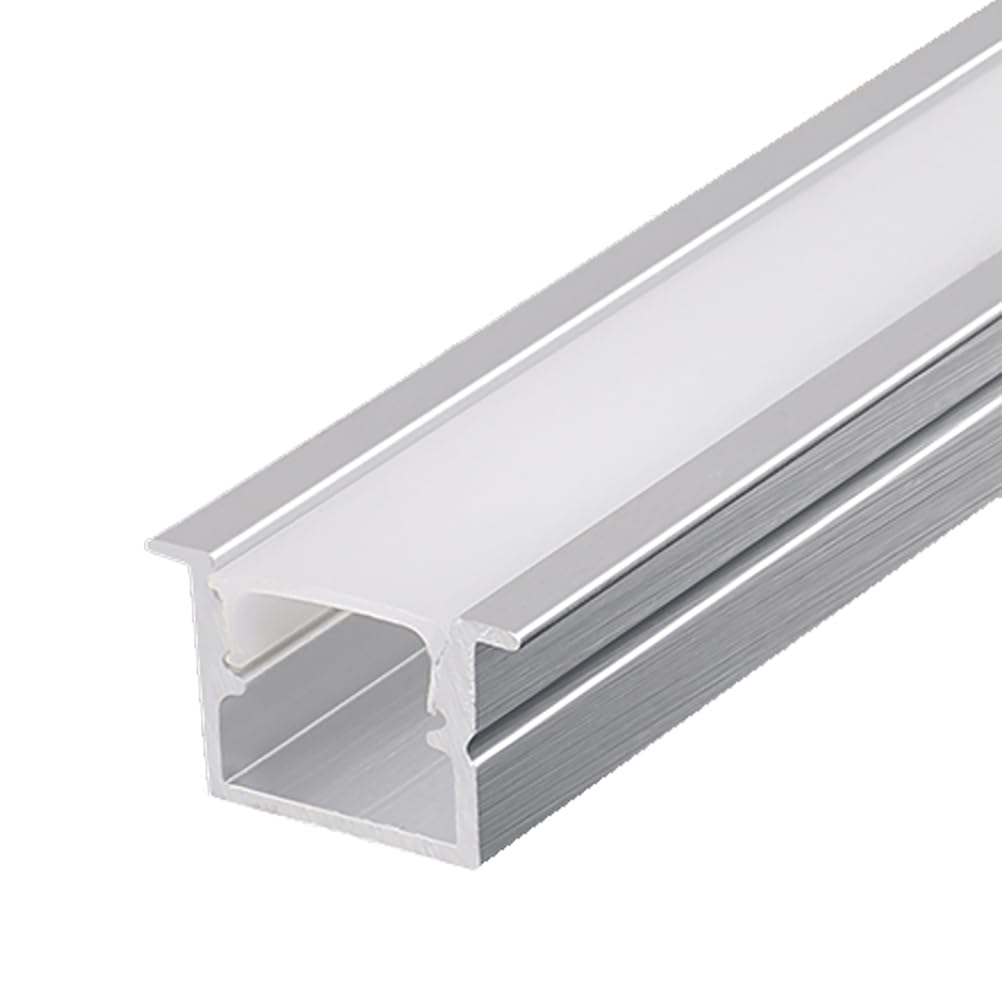 RISHORI LED Aluminum Channel 1m/3.3Ft,U Shape LED Recessed Strip Light Diffuser Profile Extruison for Living Room Bedroom Bathroom Stairs,12mm*10mm with edge