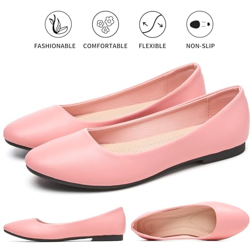 Image of Hash Bubbie Women's Flats Shoes Ballet Flats Dress Shoes Comfortable PU Leather Slip on Shoes for Women
