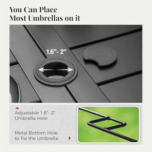 MIXPATIO Outdoor Table and Chairs, Patio Dining Sets for 6 with Blue Chairs and Metal Rectangular Table for Deck Backyard Lawn Poolside