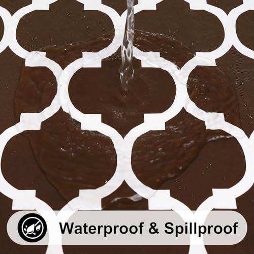 Image of Smiry Rectangle Table Cloth, Flannel Backed Vinyl Tablecloth, 60 inchx102 inch | Waterproof Plastic Tablecloths, Wipeable Table Cover for Dining, Indoor and Outdoor (Coffee)