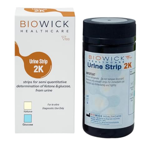 Biowick Urine Test Strips for Ketone & Glucose - 100 Strips I Eas...