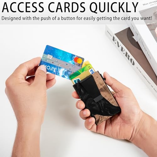 Image of Card Holder Wallets for Men | Slim Aluminum Wallet | RFID Blocking Minimalist Metal Pop Up Wallet | Money Clip & Cash Band | Expandable Compact Plate | Ultra-Thin | Men's Accessories & Gifts for Men