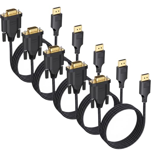DisplayPort to VGA Cable 6ft 5 Pack, Display Port DP to VGA Cable Converter