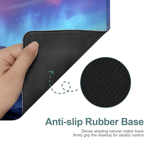 Aurora (オーロラ) ゲーミングマウスパッド 35.4インチx15.7インチ Lサイズ 拡張パッド デスクマット 滑り止めゴムベース 丈夫なステッチエッジ ゲーマー向け 滑らかなマウスパッド 筆記面 デスク/オフィス/自宅用