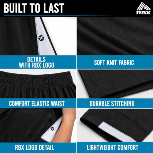 Image of RBX Boys Short Set - 2 Piece Active Performance Short Sleeve Athletic Shirt and Basketball Shorts with Elastic Waistband