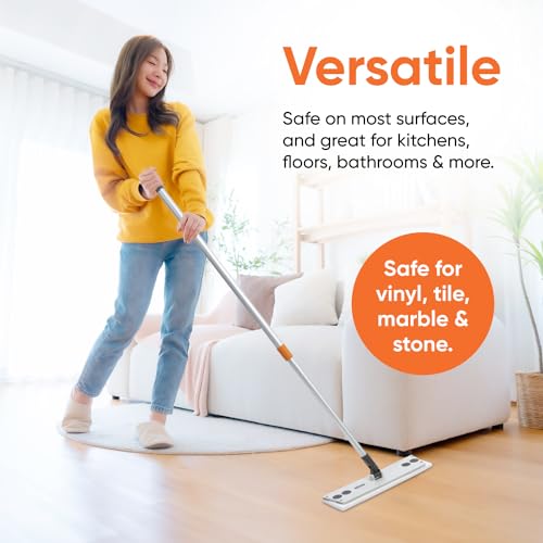 Image of Superio Miracle Mop with 3 Magic Eraser Refils - Melamine Sponge Replacements- Telescopic Handle, Velcro Mop Head, Chemical-Free Cleaning for Tile, Vinyl, Marble, Stone