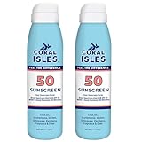 Coral Isles SPF 50 Sunscreen Spray - Hawaii Reef Safe Compliant - Oxybenzone & Octinoxate Free - Broad Spectrum - Water Resistant, 6 Fl Oz (Pack of 2)
