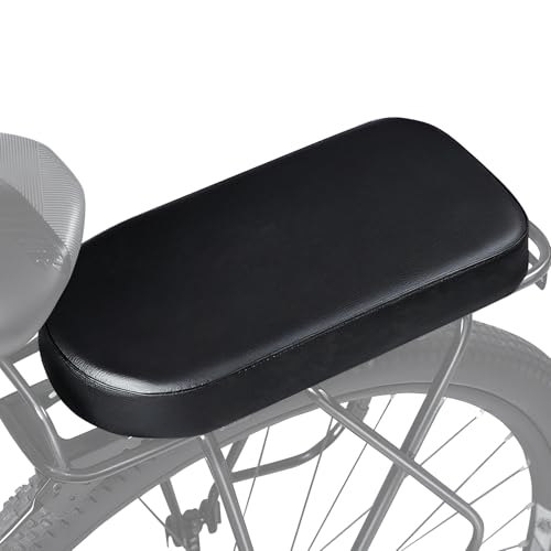 auvstar Cojín de Asiento Trasero de Bicicleta,Sillín Trasero de PU Negro,Cómodo Asiento de Bicicleta,Más Grueso,Suave y Cómodo,Apto para Bicicletas de Montaña y Bicicletas