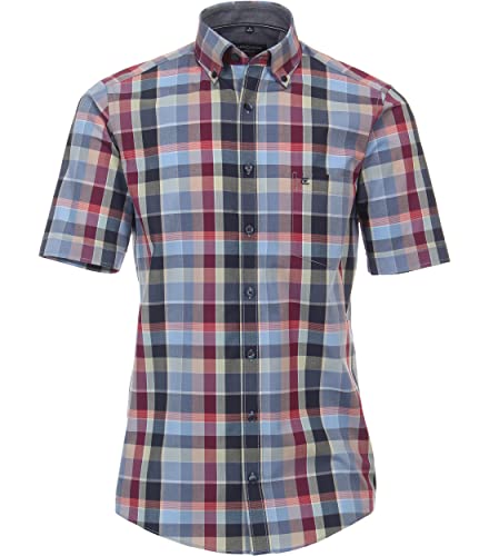CASAMODA Freizeithemd Kurzarm kariert Casual Fit Himmelblau L