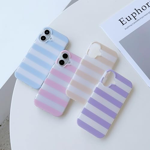 Coque iPhone 16 rigide en polycarbonate violet à rayures lavande épurées