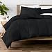 Bare Home Comforter Set - Full/Queen - Goose Down Alternative - Ultra-Soft - Premium 1800 Series - Hypoallergenic - All Season Breathable Warmth (Full/Queen, Black)