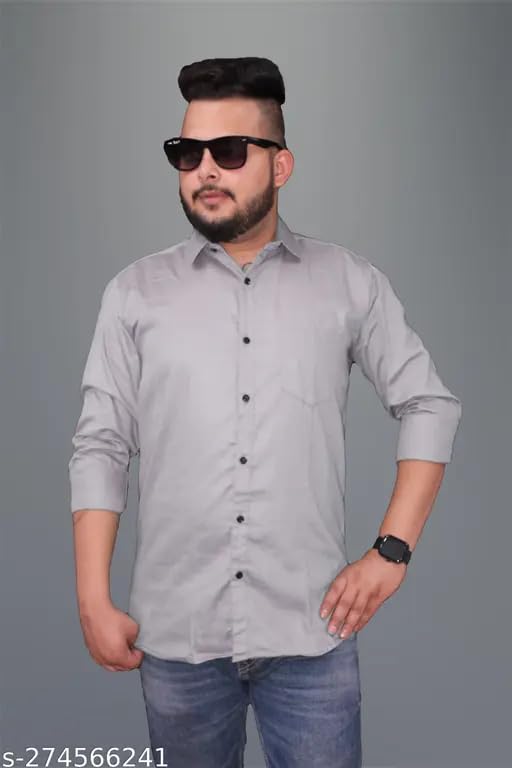 Image of Men's Cotton Casual Shirt, Brown, Full Sleeves, Regular Fit