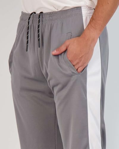 Real Essentials 3 Pack: Men's Mesh Athletic Gym Workout Lounge Open Bottom Sweatpants with Pockets (Available in Big & Tall)4