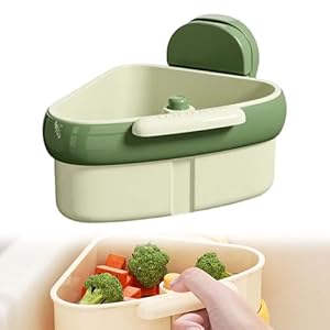Sieb für Spülbecken, Suction Cup Sink Corner Rack, Multi-functional Drain Basket Saugtasche Waschbecken Ecke Rack, Küchenspüle Abfluss Korb für Organizer (Grün)