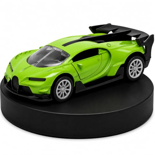 Image of Bugatti Die Cast 1:32 Scale Metal Pull Back Car | Premium Alloy Toy Vehicle with Openable Doors | Realistic Mini Racing Model Car Toy for Kids Boys Girls | Durable Collectible Gift Green