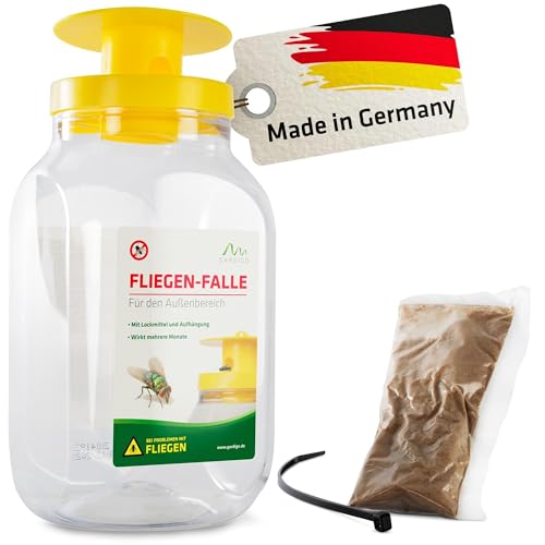 GARDIGO® Fliegenfalle mit Lockstoff | Fliegenabwehr Terrasse | Made in...