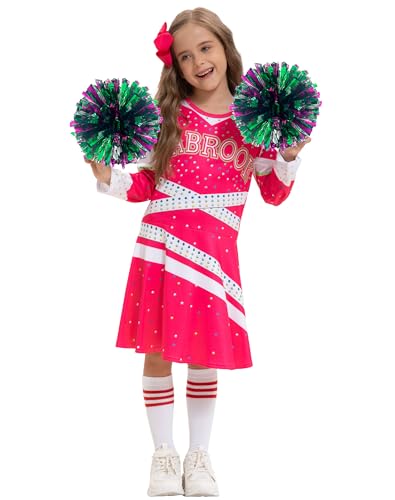 Disfraz completo de animadora para niña rojo rosado talla Large miniatura 5