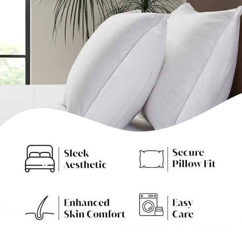 Image of Split King Size Sheet Set | 2 Fitted Sheets for Sleep Number & Adjustable Beds | Organically Grown | Ultra Soft & Cooling |100% Viscose | 17 inch Deep Pocket [Classic White]