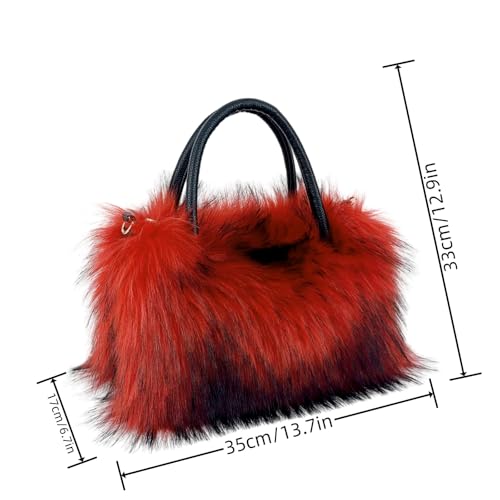 Faux Fur Tote Bag Women's Shoulder Handbags Fluffy Handbags Cute Soft Fluffy Purse Furry Bag for Shopping Working, Black2