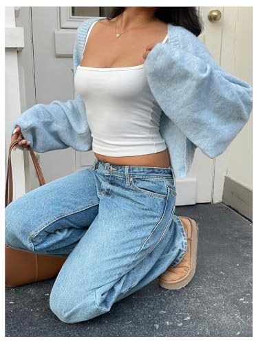 Image of GORGLITTER Women's Oversized Bolero Shrug Chunky Cardigans Cropped Sweater | Cropped White Cardigan Women, Oversized Cardigans, Shrugs, Bolero, Long Sleeve Short Cardigans for Women
