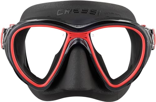 Image of Cressi Quantum Adult Dive Mask | Advanced Fog System| Improved Downward Visibility - Black /Red
