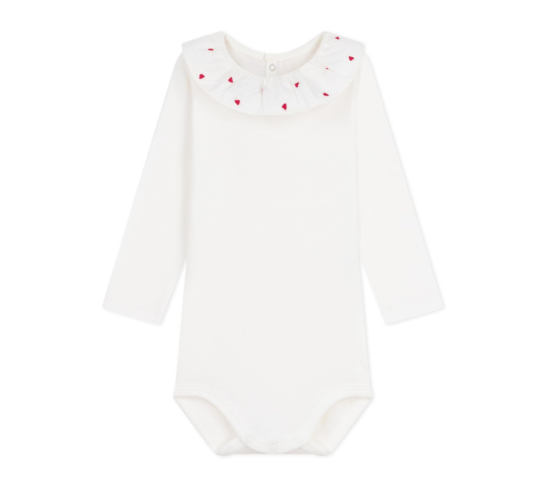 Petit Bateau Body bébé en coton à col brodé, uni