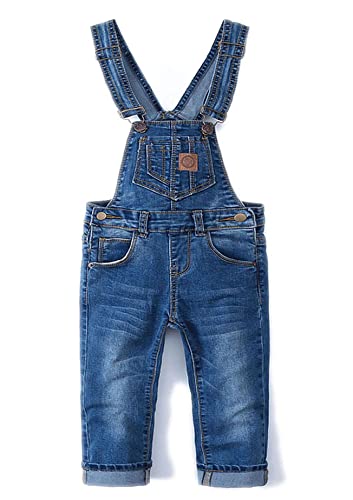 Kidscool Space Little Girl Boy Jean Overalls,Toddler Denim Cute Slim Pants,Deep Blue,5-6 Years #TOP22
