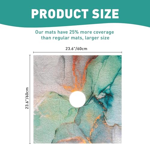 Image of Square Shower Mat Non Slip: 24 x 24 Inch Shower Mats with Drain Hole in Middle - PVC Loofah Anti Slip Shower Floor Matt for Inside Shower
