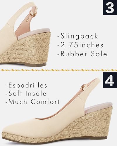 Image of Juliet Holy Womens Wedge Sandals Espadrilles Closed Toe Slingback Buckle Strap Comfortable Casual Summer Wedges Shoes