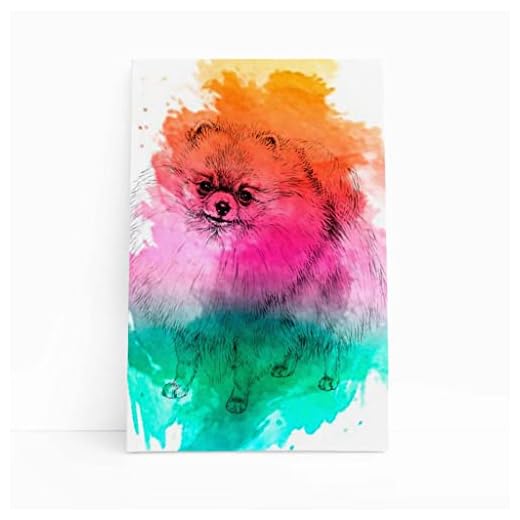 Quadro Lulu da Pomerânia Cachorro Aquarela Canvas 30x40cm