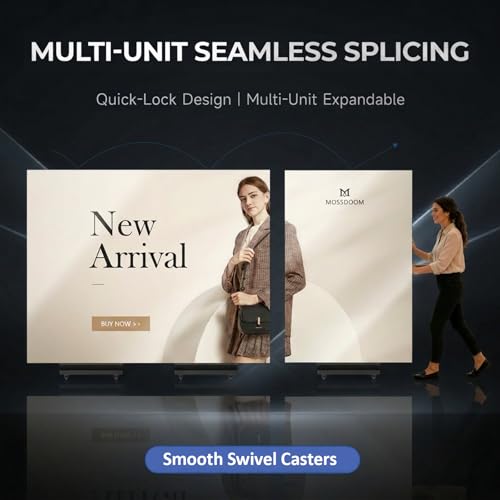 Image of 90 inch LED Digital Signage, P1.86 Tri-Fold Dual-Sided Foldable LED Poster Screen with Flight Case, GOB Commercial Advertising Display Screen Kiosk, WiFi /USB /HDMI, for Store, Rentals, Events