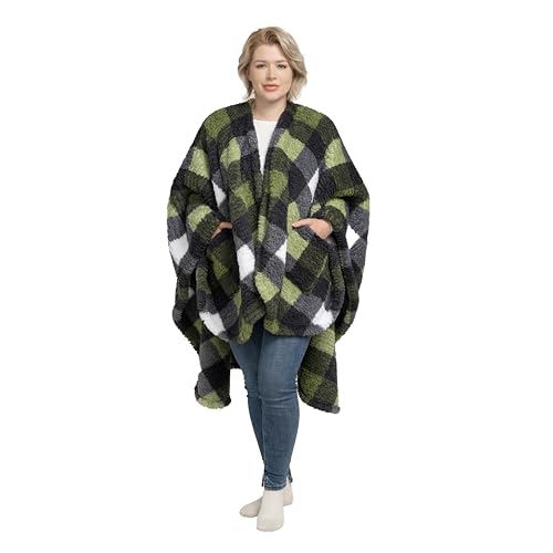 Berkshire Blanket Double Sided Sherpa Wearable Blanket, Warm Cozy Shawl