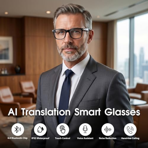 padom AI Smart Glasses for Men & Women, Bluetooth Smart Glasses with 165+ Languages, Photochromic Lenses, AI Assistant, Touch Control & IPX5 Water-Resistant for Travel & Work(Blue) - image 2