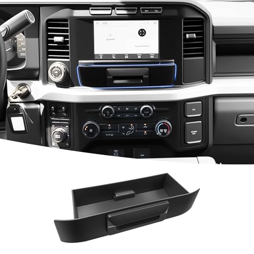 Titibett Center Console Drawer Fits for 2023-2026 Ford F250 F350 F450 F550 8-Inch Screen Console Organizer Tray Dashboard Storage Box Compatible with F250-550 Super Duty Interior Accessories
