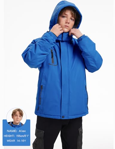 Arssm Boy's Waterproof Ski Jacket Kids Fleece Lined Warm Winter Snow Coat Thick Hooded Snowboard Jackets4