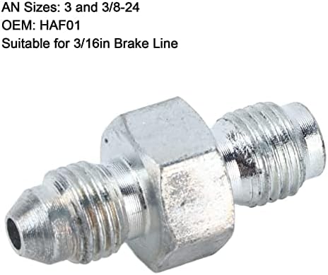 Brake Fitting Adapter, 3AN Male To 3/8‑24 Inverted Flare Adapter Fitting Metal HAF01 for 3/16in Brake Line