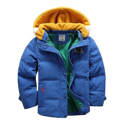 Boy's Winter Parka Coat Heavyweight Puffer Jacket with Detachable Hood Kids Quilted Down Coat White Pants for Boys