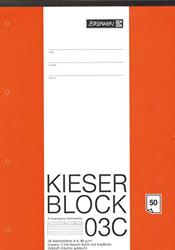 Kieserblock 03C 'BRUNNEN' 50 Blatt / Lineatur 3 - DinA4 / 80 g