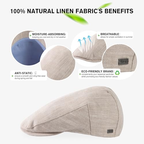 Top-Ex TE95557US-4 Men'S Linen Flat Cap - Summer Ivy Newsboy Hats thumb #2
