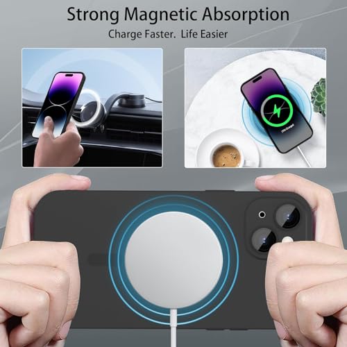 Image of Vaku Luxos Soft Silicon Mag-Safe Back Cover for iPhone 15 Full Lens Protection Silicon Case Scratch Resistant Slim Thin Military-Grade Protection - Black