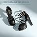 IDIFU Women's IN5 Charcy Crisscross Strappy Platform High Chunky Heels Peep Toe Pump Party Heeled Sandals(7 M US, Black Pu)
