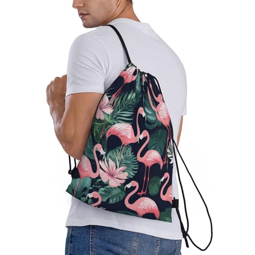 flamingo Print Drawstring Backpack Drawstring bag Sports Cinch Sackpack Gym Sack Training Gymsack3