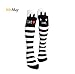 Produktbild Weimay Girls Knee High Stockings Cute Cat Muster Warme Beinsocken (schwarz-weiß, 1 Paar)