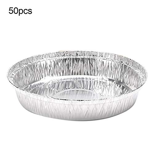 Benoon 50Pcs Bandeja De Barbacoa De Papel De Aluminio Redonda Desechable Bandeja Antiadherente Bandeja De Almacenamiento De Alimentos Herramientas De Cocina para Cocinar 9 Pulgadas