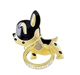 Owoda Cute Pet Phone Ring Stand 360 Degree Rotating Dog Cat Ring Grip Anti Drop Finger Holder for iPhone iPad and All Cellphone (Dog- Gold Black)
