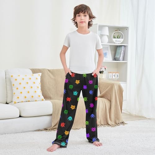Boys' Pants Colorful Pixel Monster Long Bottoms Jogger Pants Elastic Waist Trousers with Pockets S-XL3