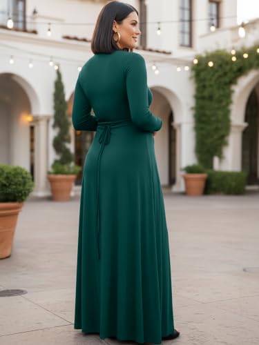 Image of KOH KOH Womens Maternity Long Sleeve V-Neck Flowy Winter Maxi Dress Gown