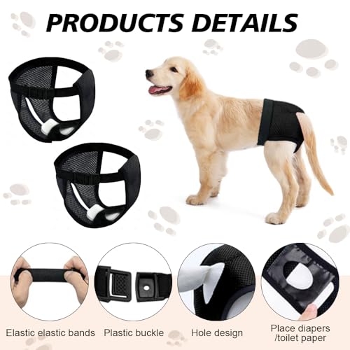 GIDWRIY 2 Pack LäUfigkeitshose für HüNdinnen M,Schutzhose Hündin Mit 6 Damenbinden,Hundehosen Bei Läufigkeit,Schutzhöschen Hunde Periodenhöschen,Höschen Hund Läufigkeit,Waschbare Hundewindeln