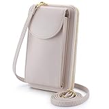 S-ZONE PU Leather RFID Blocking Crossbody Phone Bag for Women Small Cellphone Wallet Purse Pouch (Beige RFID Blocking)