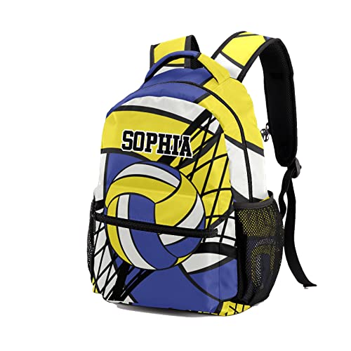 Volleyball Yellow Blue Backpack Personalized Waterproof Casual Daypack Gift for Holiday Birthday2